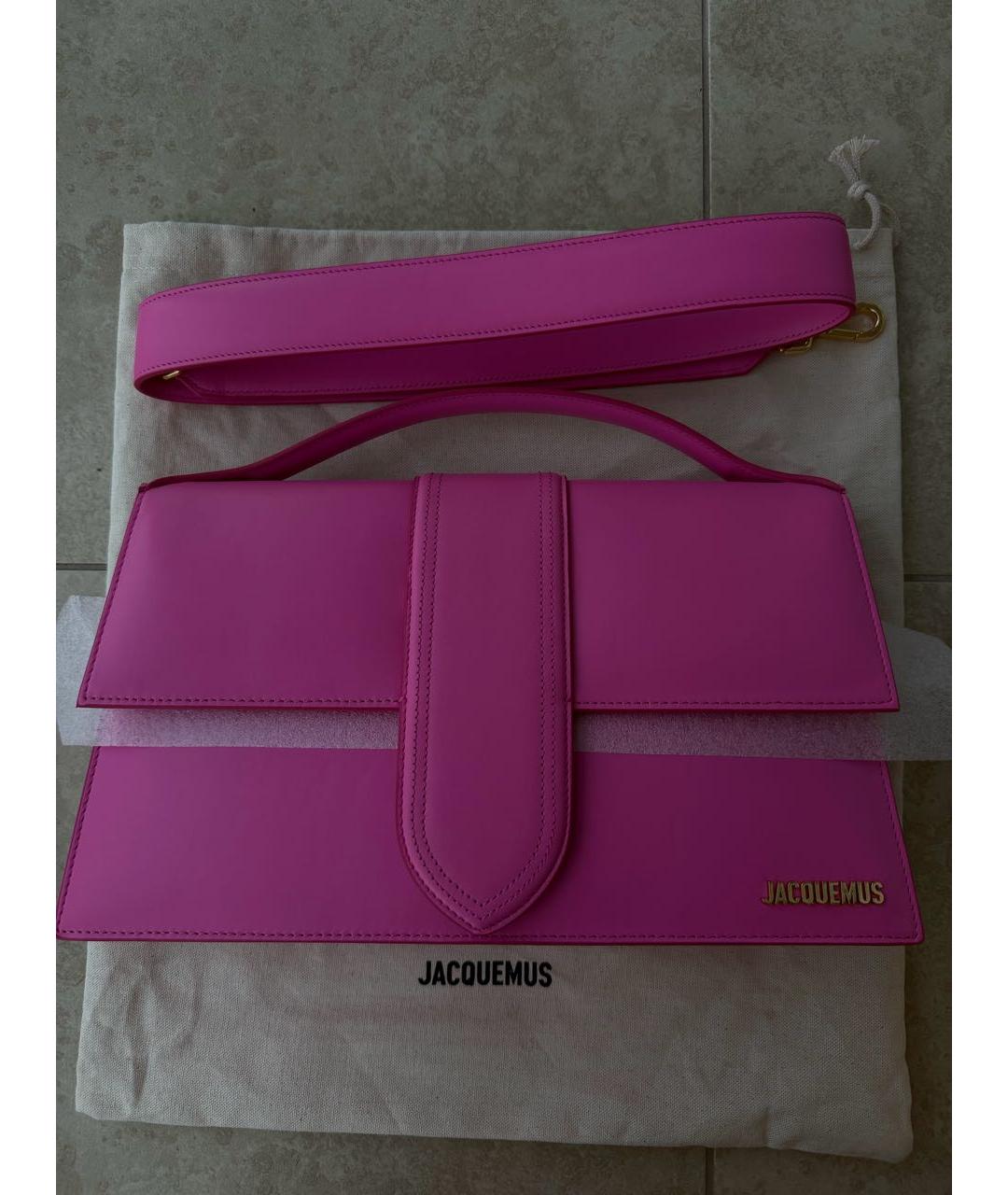 JACQUEMUS Фуксия кожаная сумка с короткими ручками, фото 3