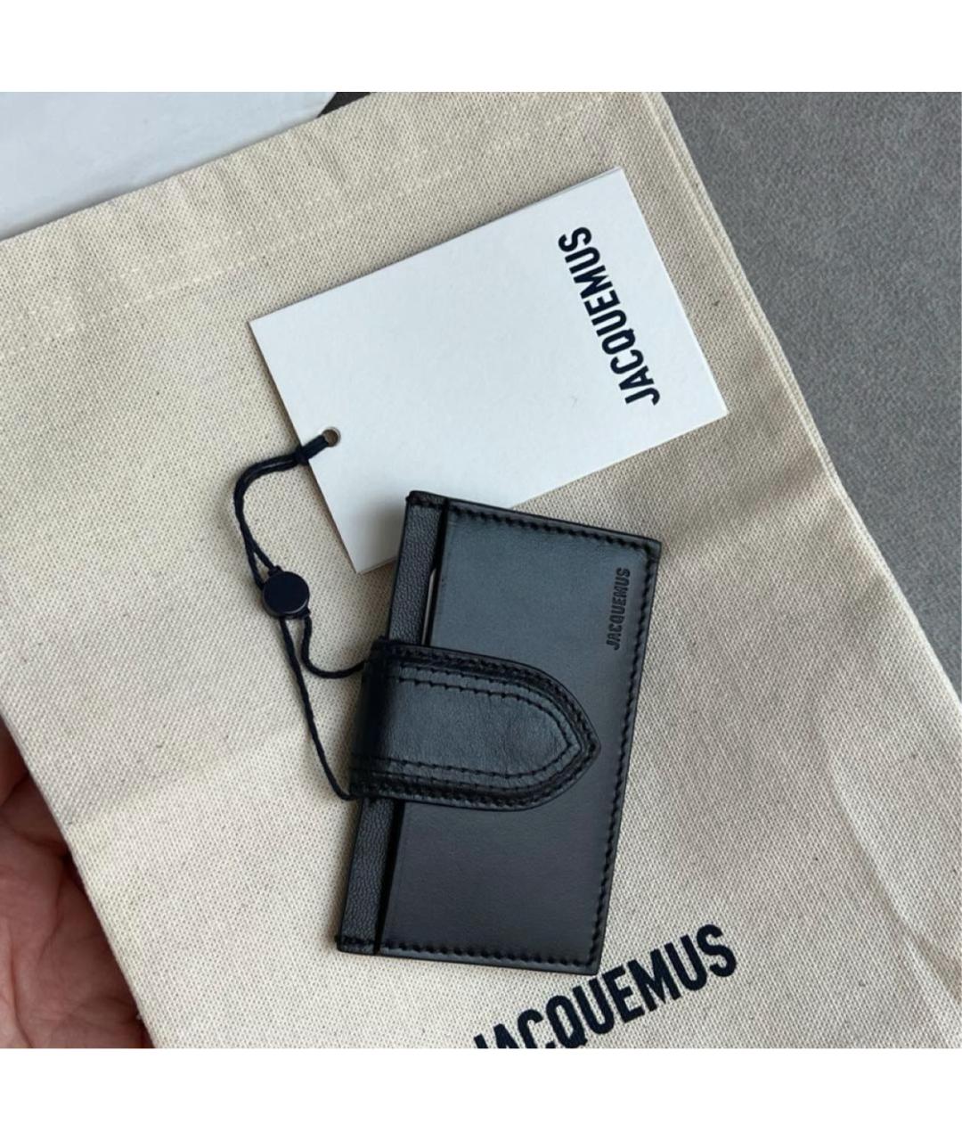 JACQUEMUS Черный кожаный кардхолдер, фото 4