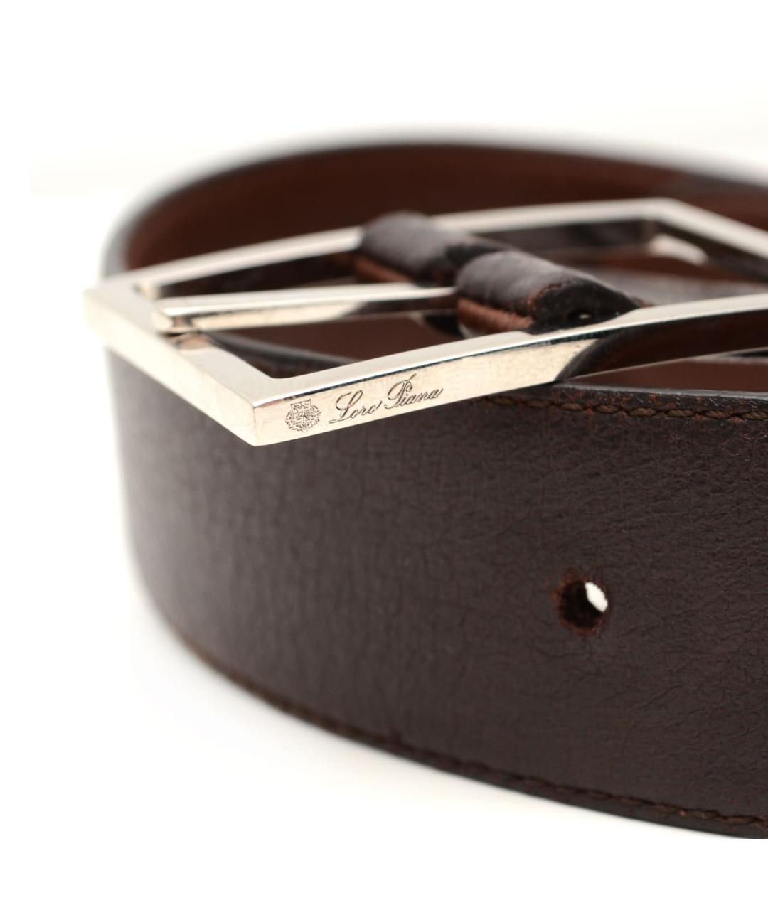 LORO PIANA Коричневый кожаный ремень, фото 2