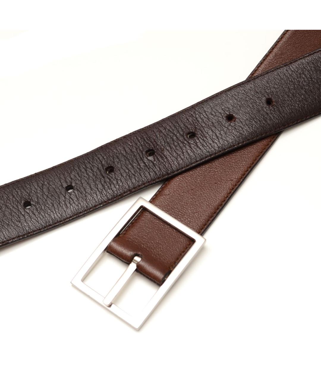 LORO PIANA Коричневый кожаный ремень, фото 3