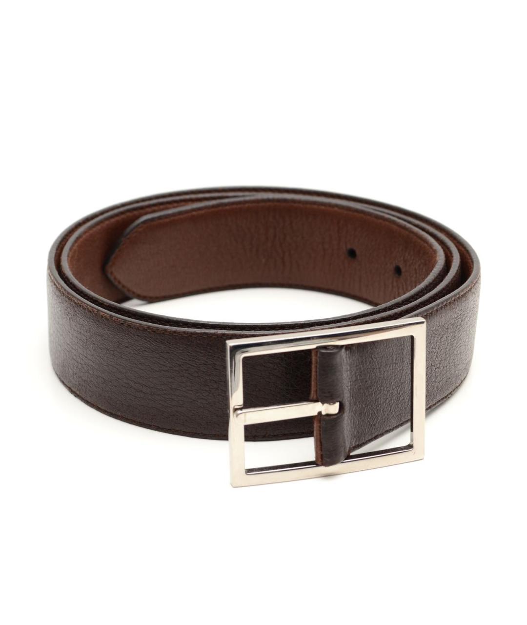 LORO PIANA Коричневый кожаный ремень, фото 5