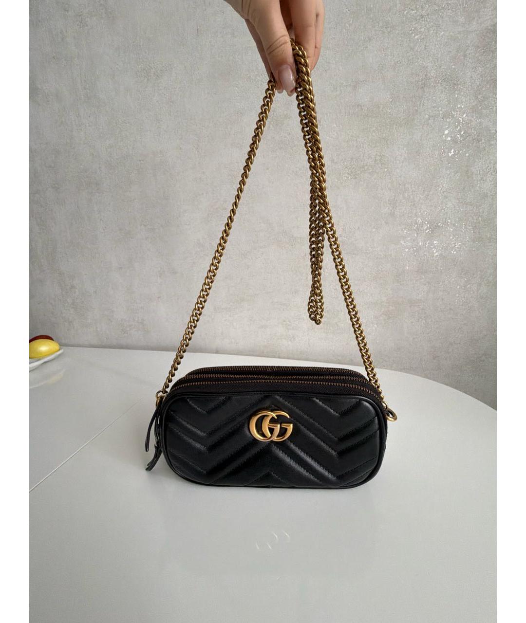 GUCCI Черная кожаная сумка через плечо, фото 7