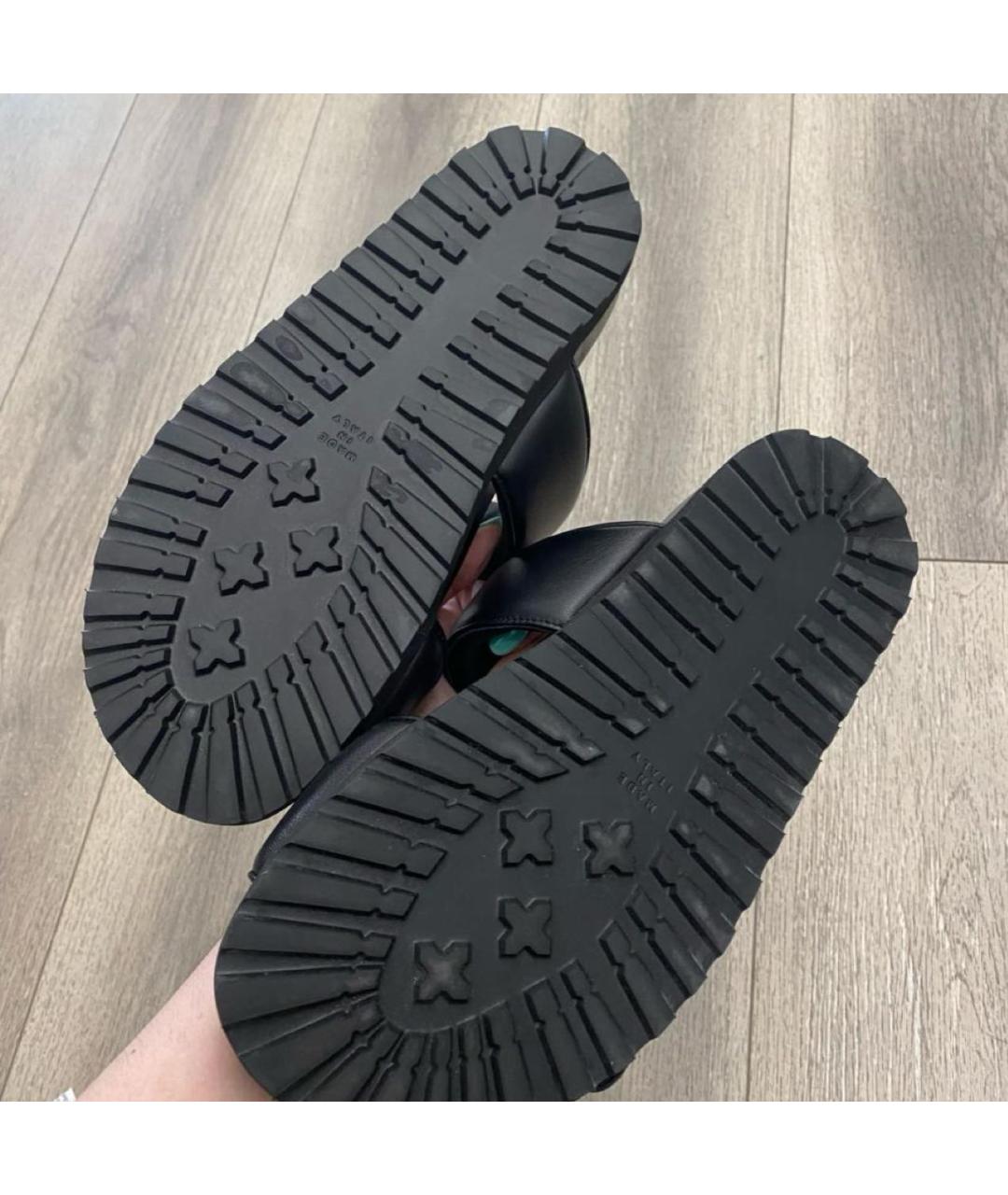 GIABORGHINI Черные кожаные шлепанцы, фото 5