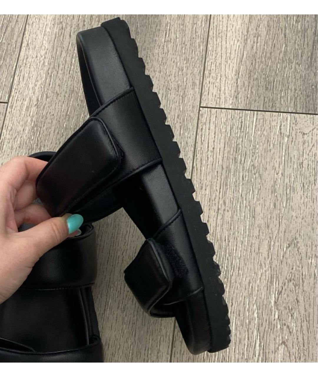 GIABORGHINI Черные кожаные шлепанцы, фото 4