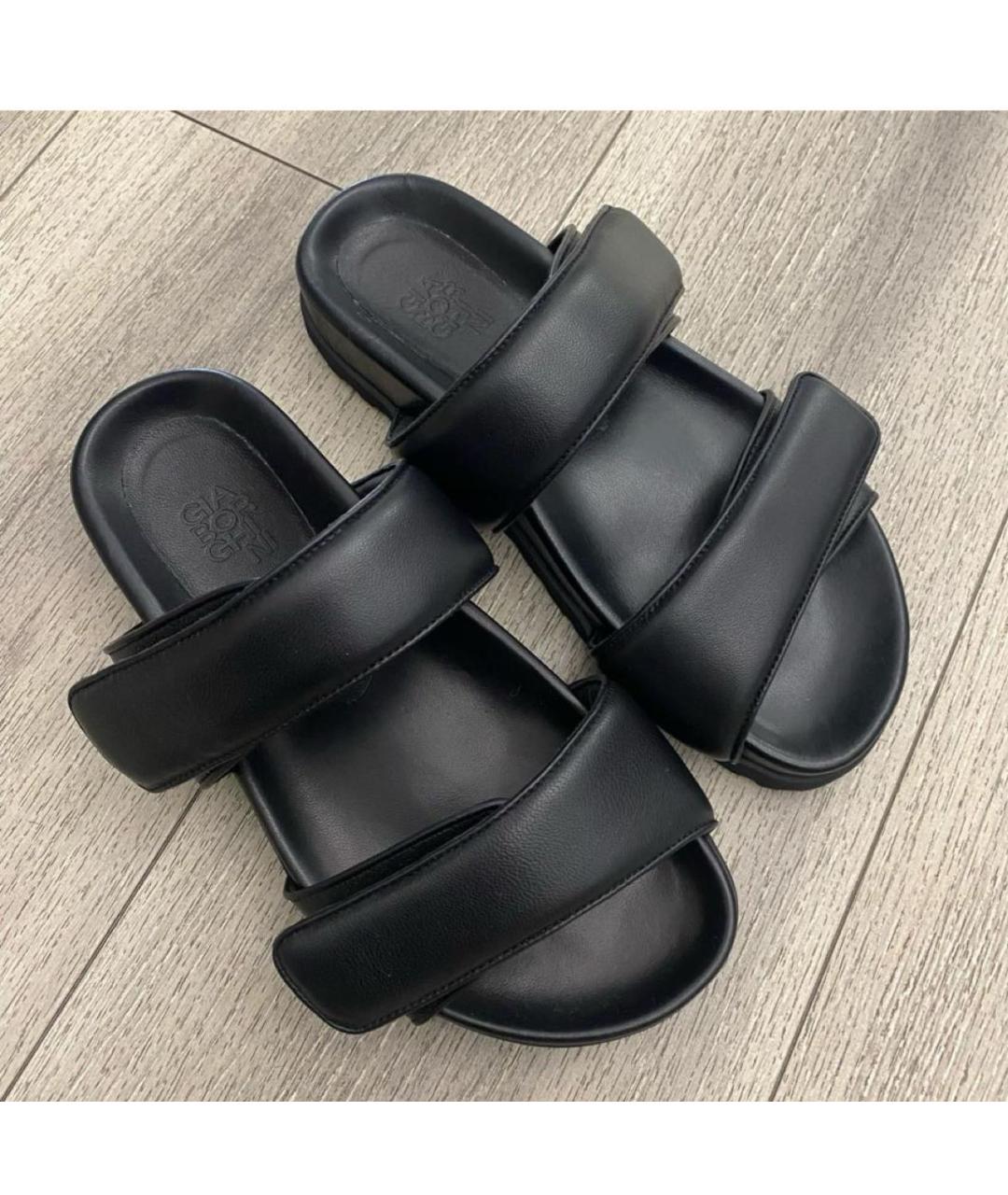 GIABORGHINI Черные кожаные шлепанцы, фото 2