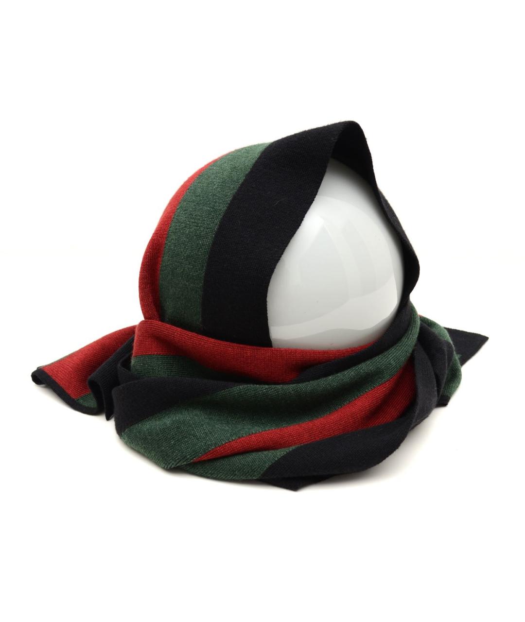 GUCCI Черный шелковый шарф, фото 5