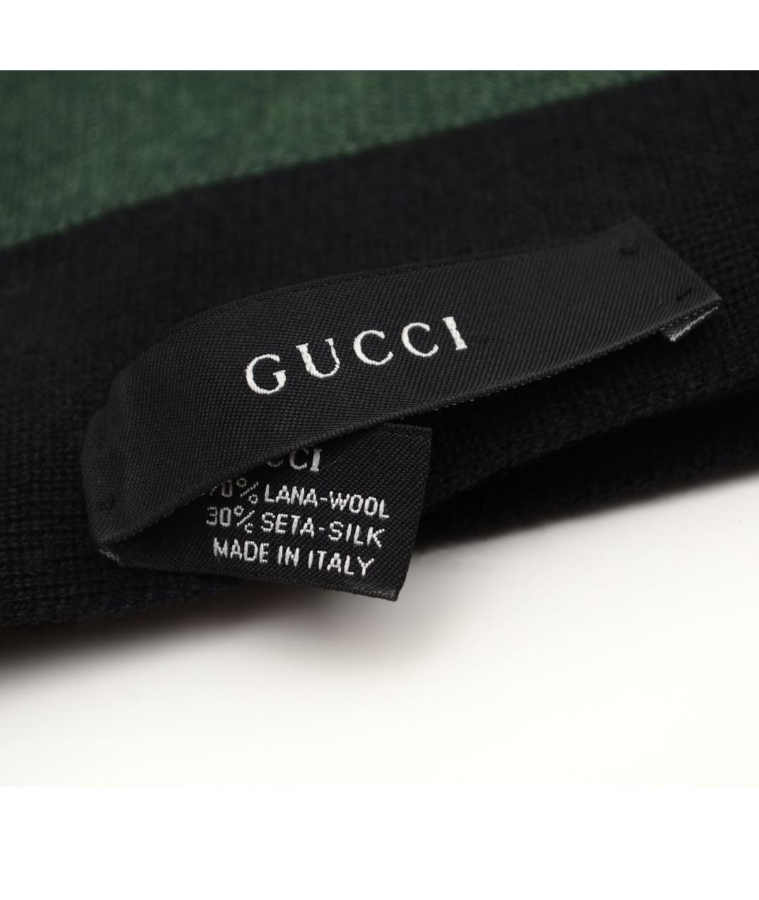 GUCCI Черный шелковый шарф, фото 4