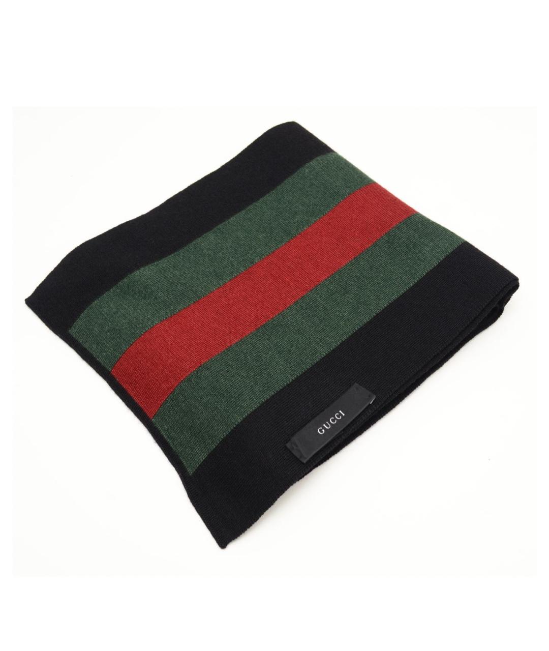 GUCCI Черный шелковый шарф, фото 3