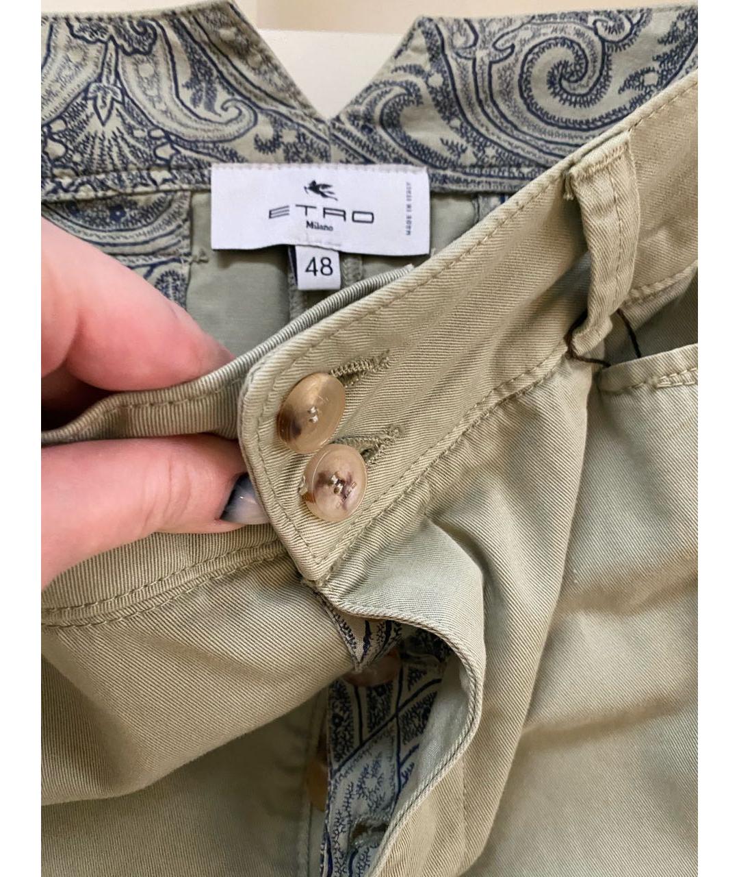 ETRO Зеленые хлопковые прямые джинсы, фото 6