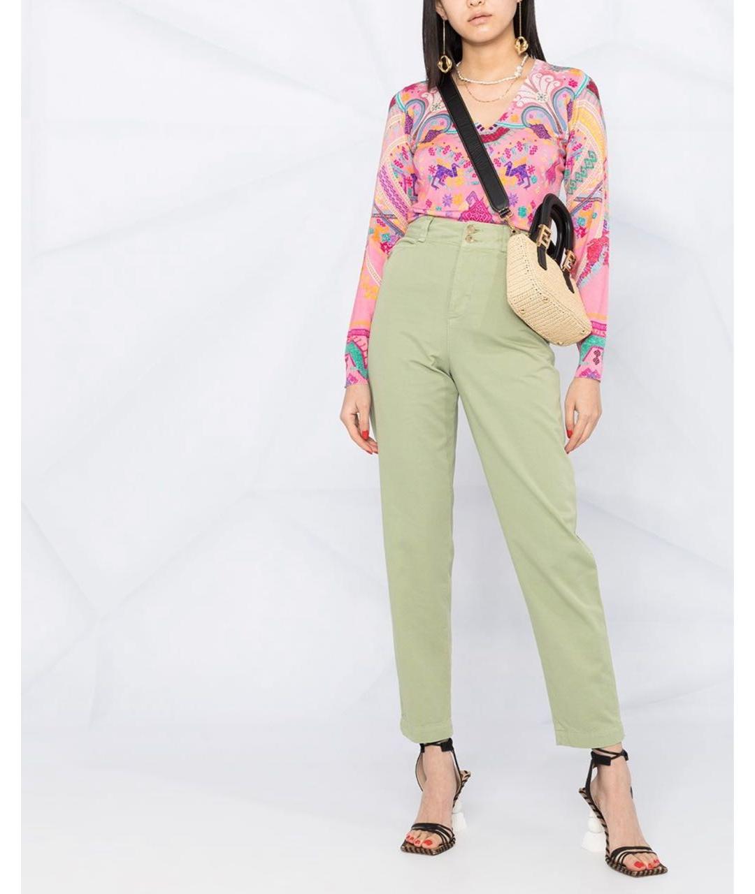 ETRO Зеленые хлопковые прямые джинсы, фото 2