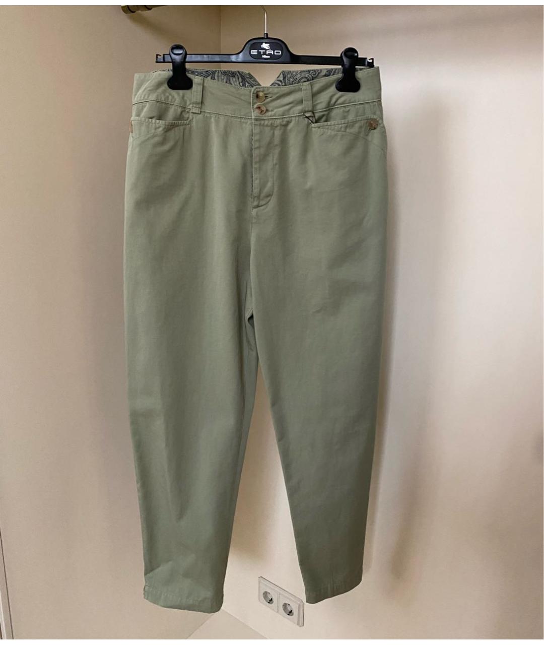 ETRO Зеленые хлопковые прямые джинсы, фото 4