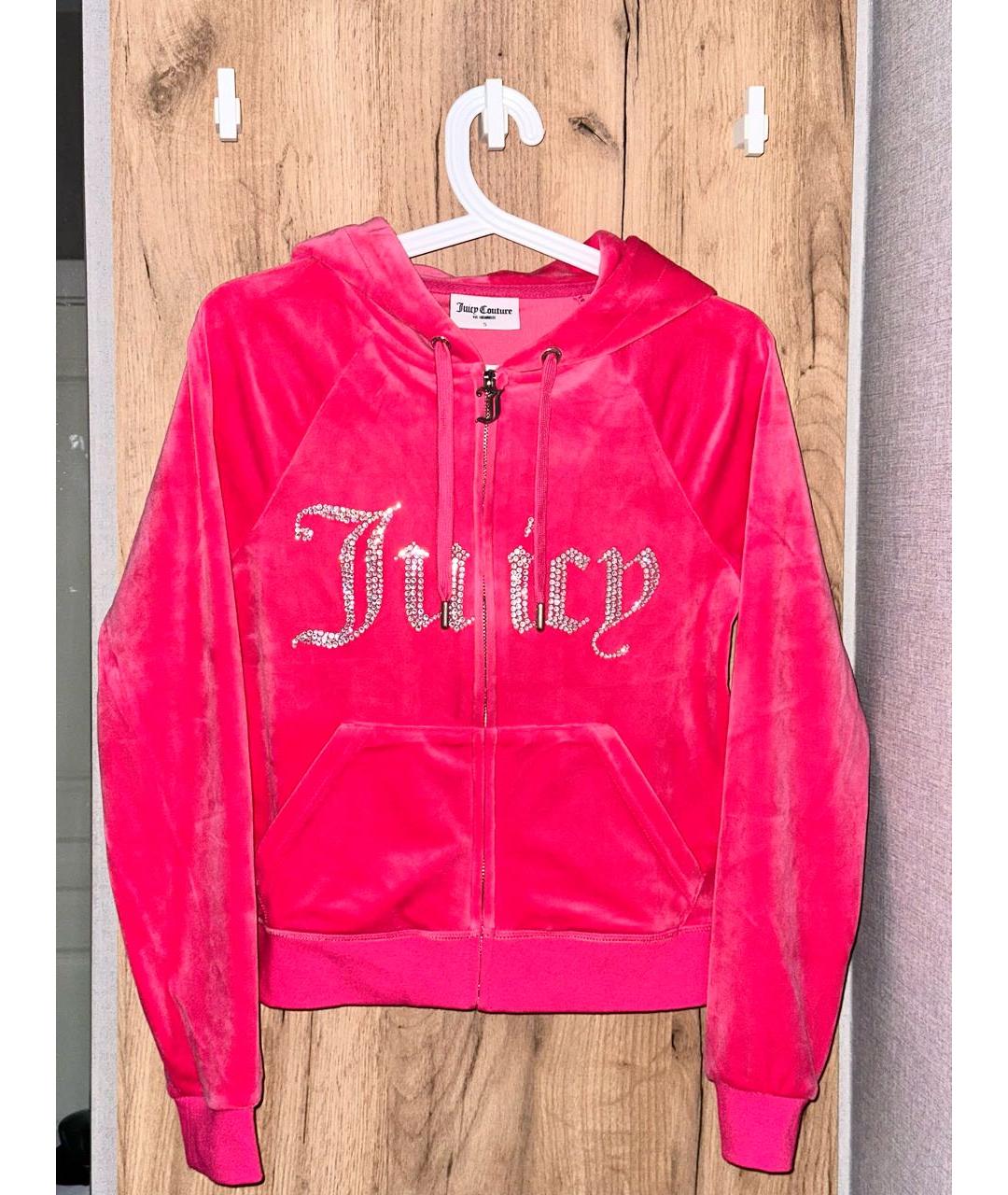 JUICY COUTURE Розовый велюровый костюм с брюками, фото 9