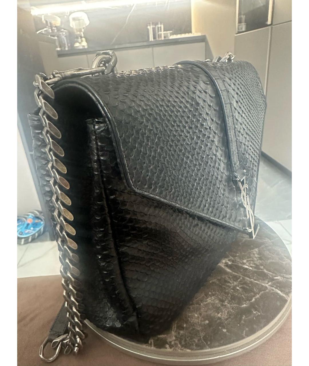 SAINT LAURENT Черная кожаная сумка через плечо, фото 3