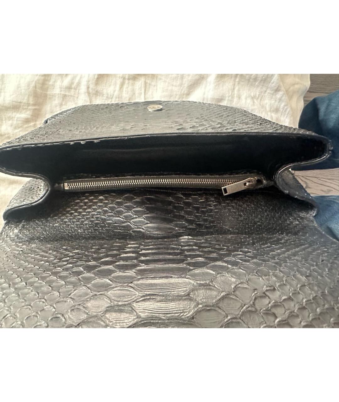 SAINT LAURENT Черная кожаная сумка через плечо, фото 5