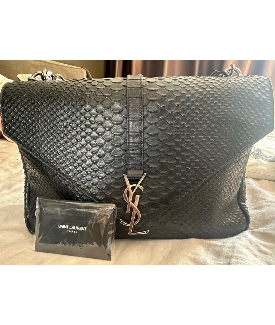 SAINT LAURENT Черная кожаная сумка через плечо, фото 2