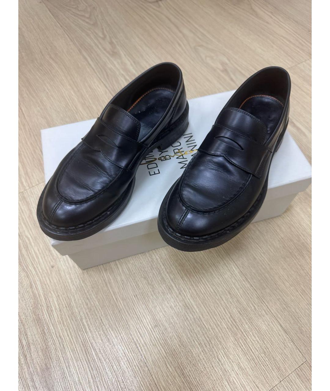 SANTONI Черные лоферы из лакированной кожи, фото 6