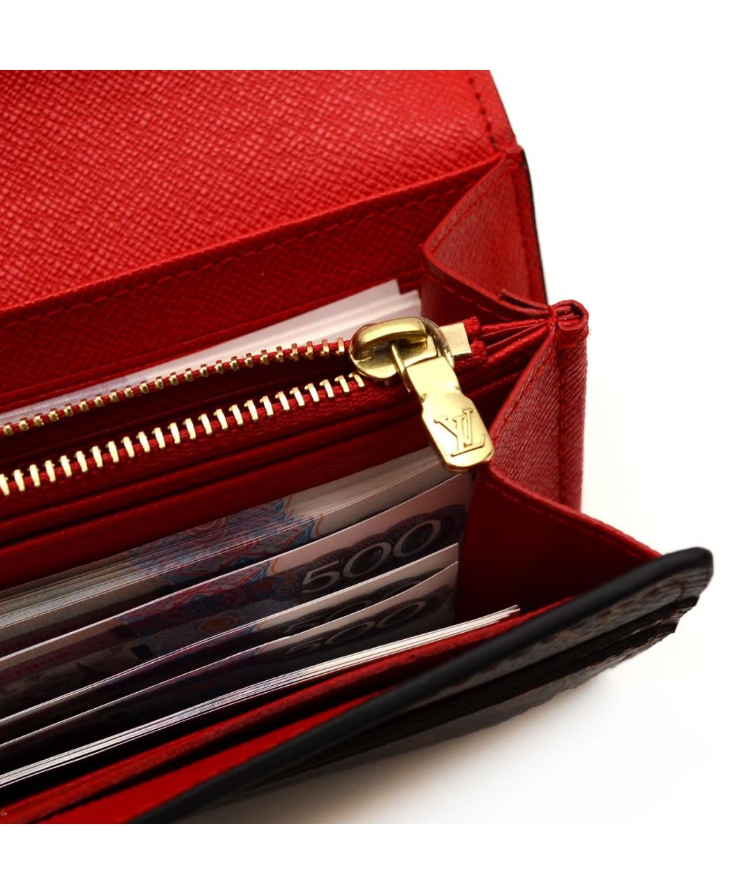 LOUIS VUITTON Коричневый кожаный кошелек, фото 5