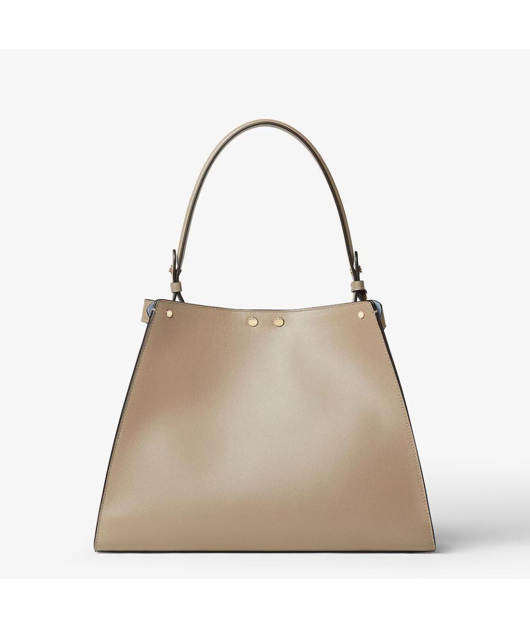 FENDI Бежевая кожаная сумка с короткими ручками, фото 5