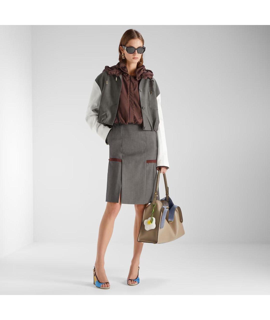 FENDI Бежевая кожаная сумка с короткими ручками, фото 8