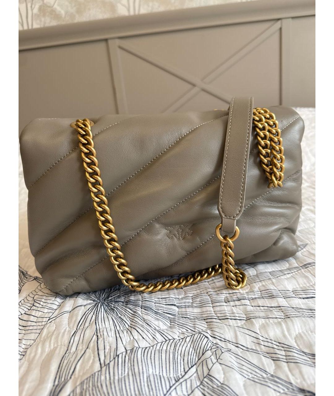 PINKO Хаки кожаная сумка через плечо, фото 3