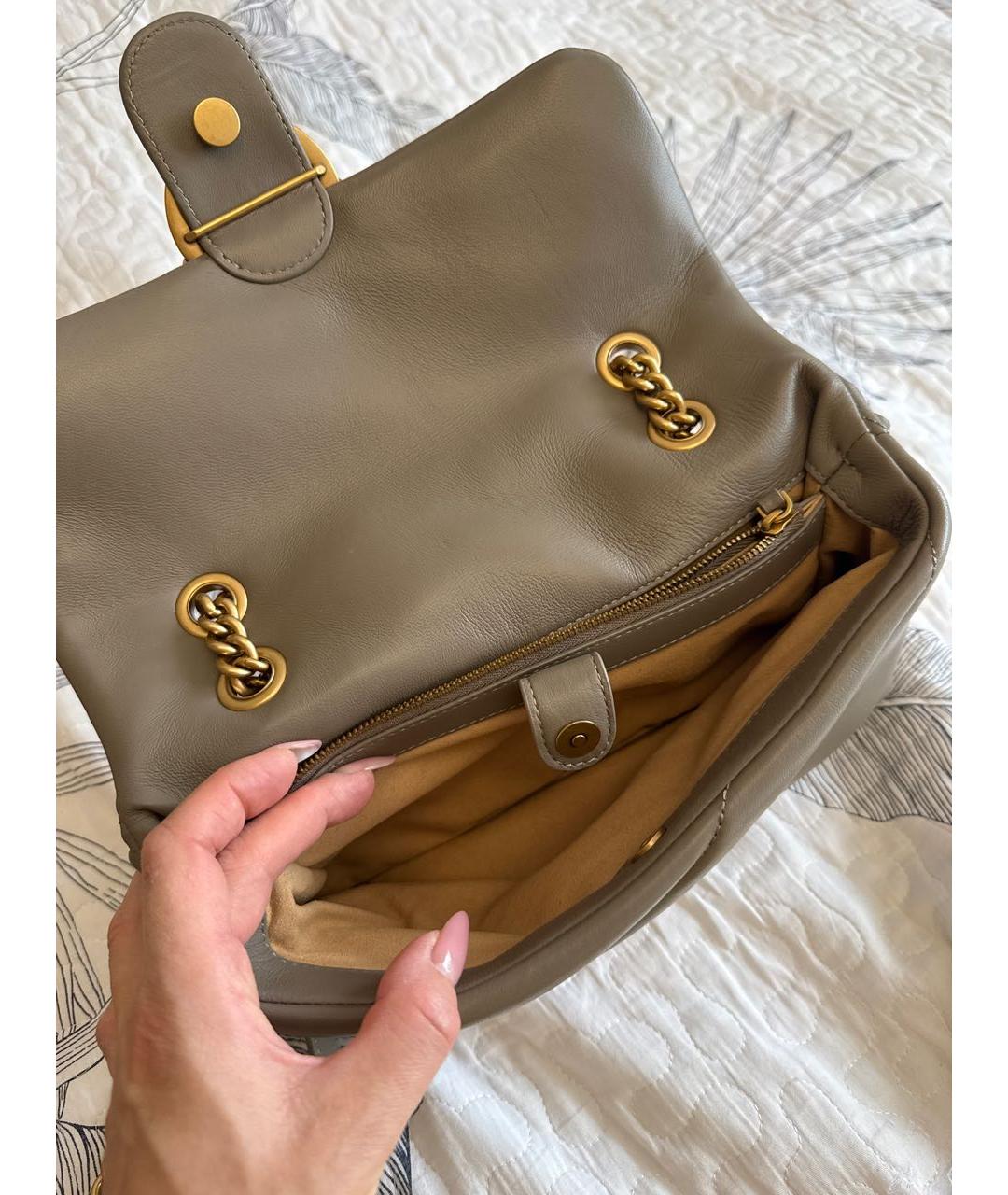 PINKO Хаки кожаная сумка через плечо, фото 4