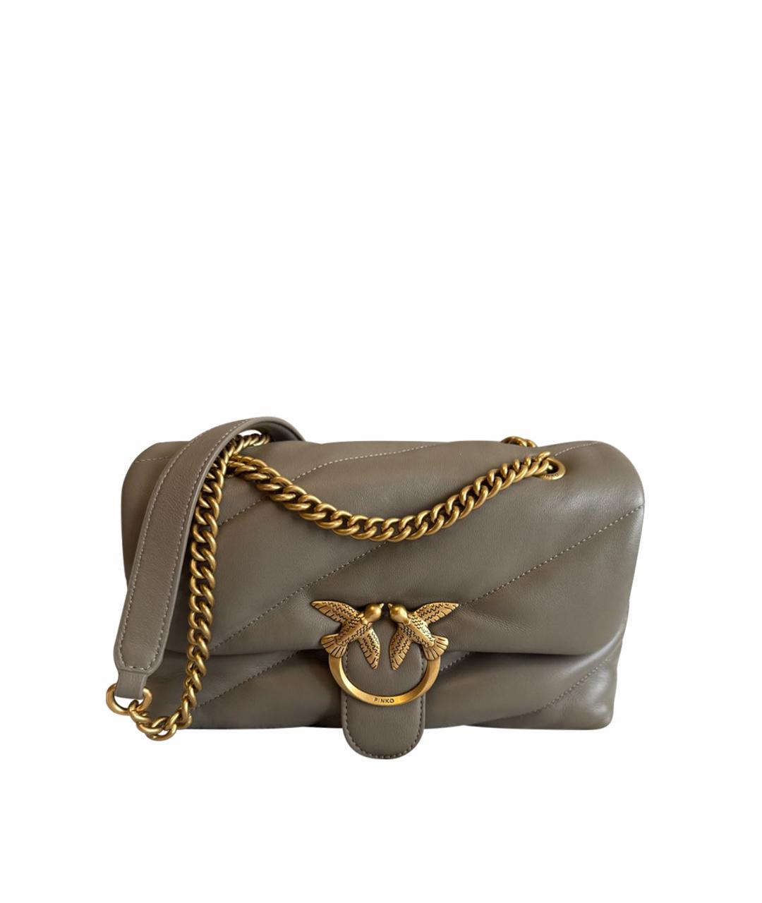 PINKO Хаки кожаная сумка через плечо, фото 1
