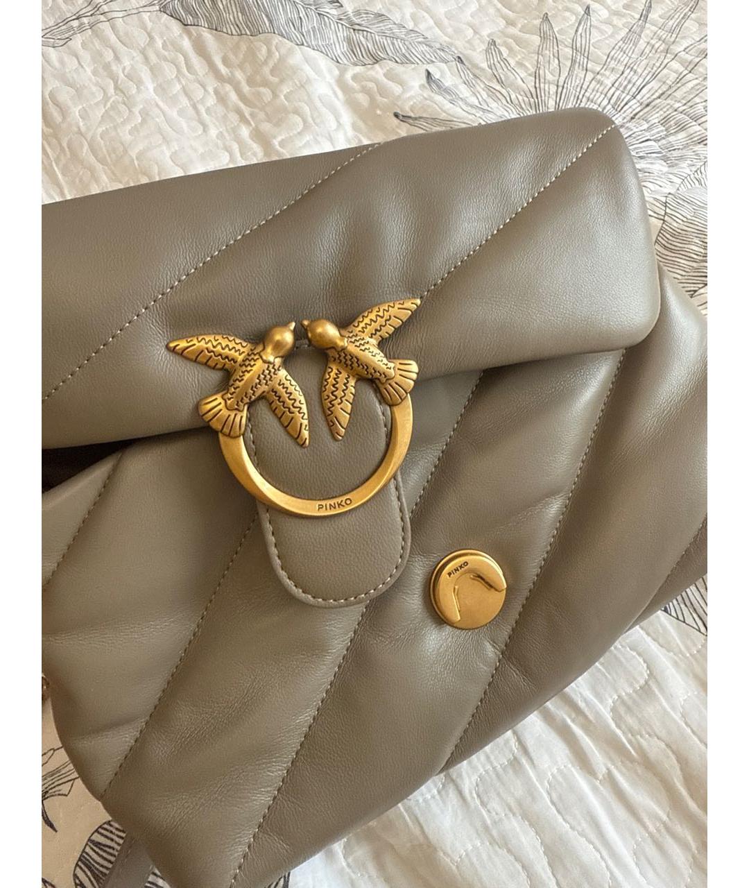 PINKO Хаки кожаная сумка через плечо, фото 2