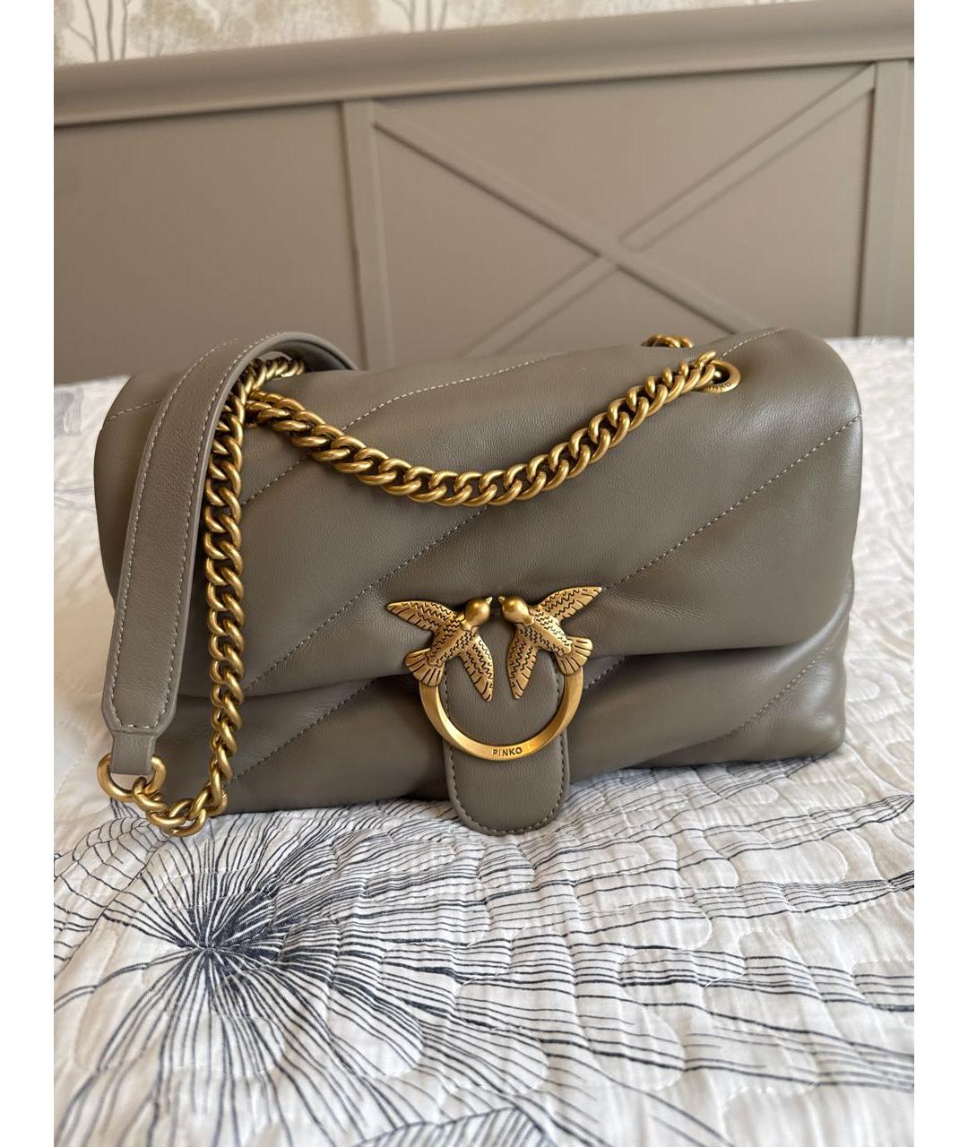 PINKO Хаки кожаная сумка через плечо, фото 6