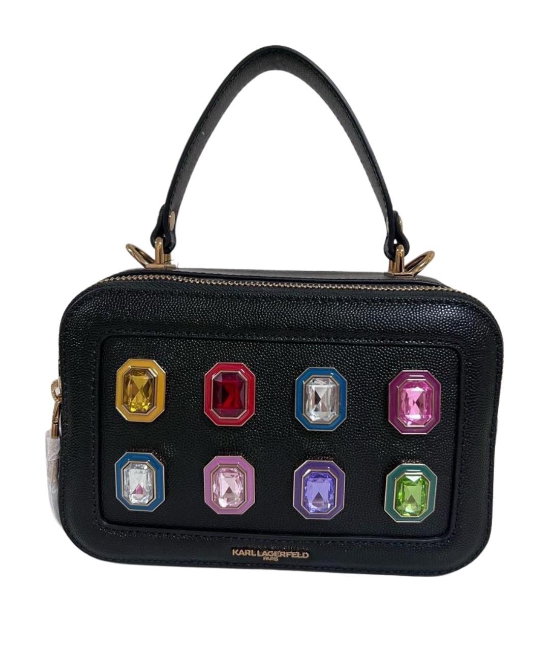 KARL LAGERFELD Черная кожаная сумка с короткими ручками, фото 1