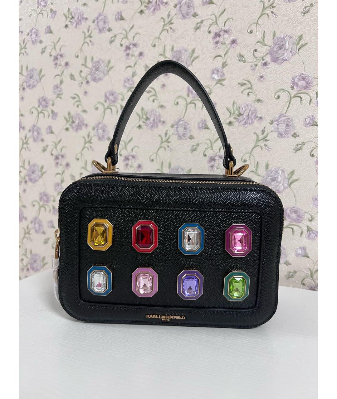 KARL LAGERFELD Черная кожаная сумка с короткими ручками, фото 8