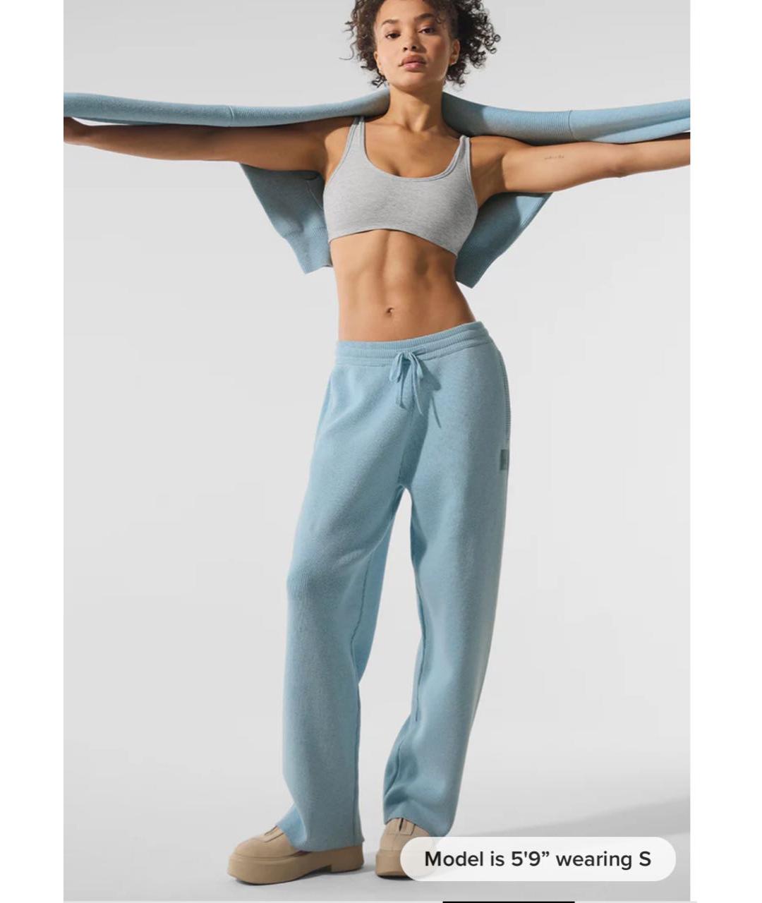 ALO YOGA Бордовые хлопковые прямые брюки, фото 3