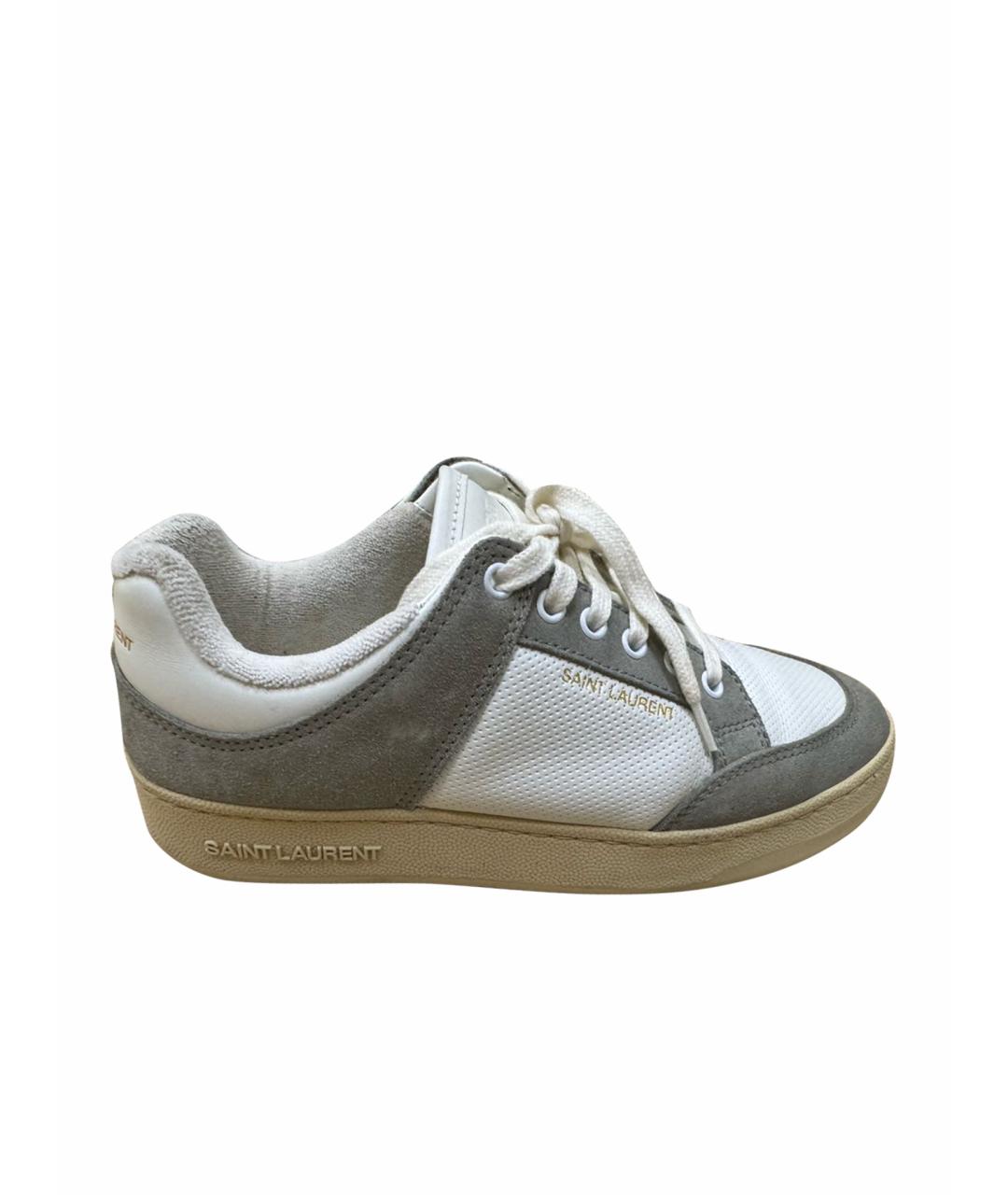 SAINT LAURENT Бежевые кожаные кеды, фото 1
