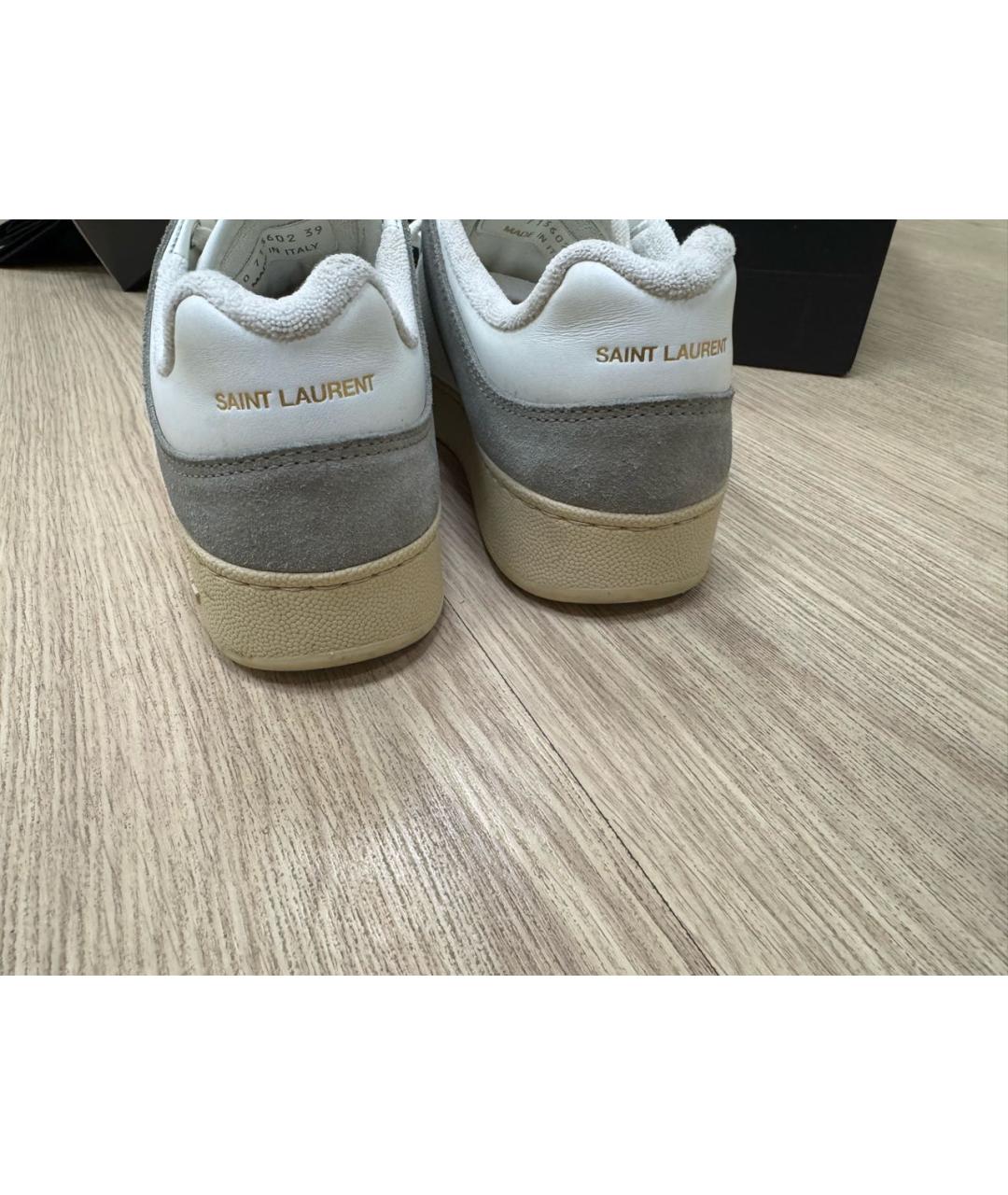 SAINT LAURENT Бежевые кожаные кеды, фото 4