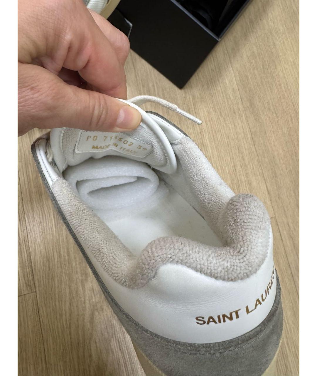 SAINT LAURENT Бежевые кожаные кеды, фото 6