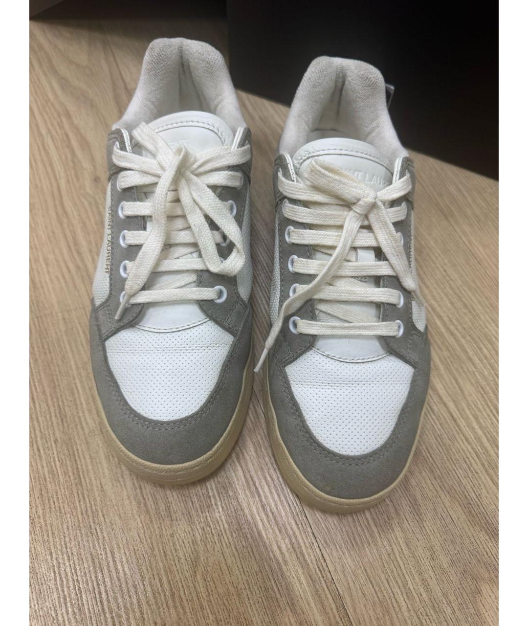 SAINT LAURENT Бежевые кожаные кеды, фото 3