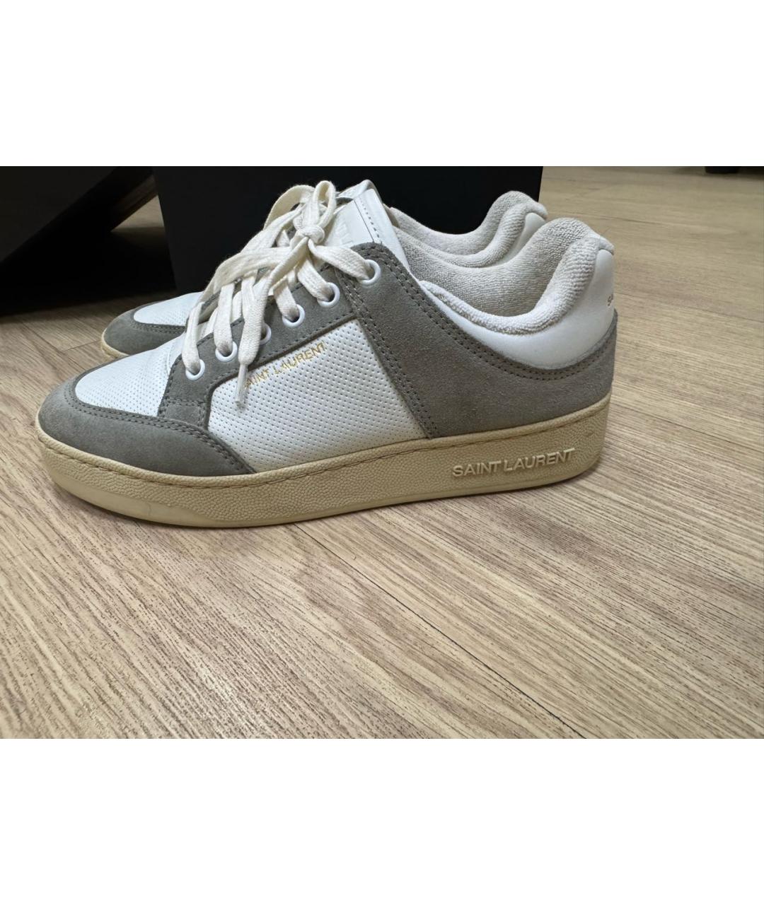 SAINT LAURENT Бежевые кожаные кеды, фото 2