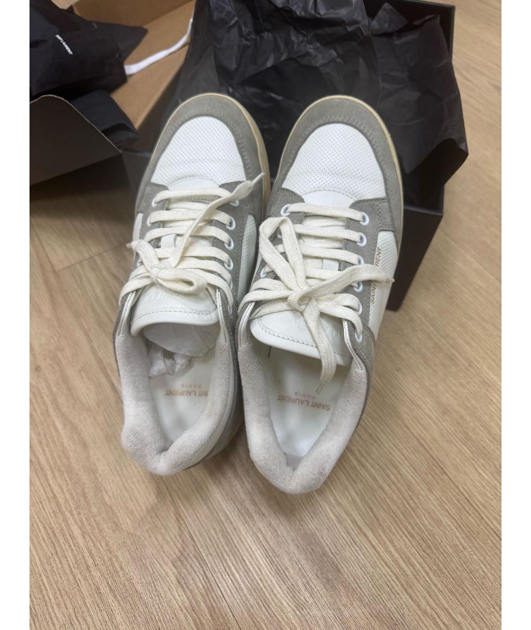 SAINT LAURENT Бежевые кожаные кеды, фото 5