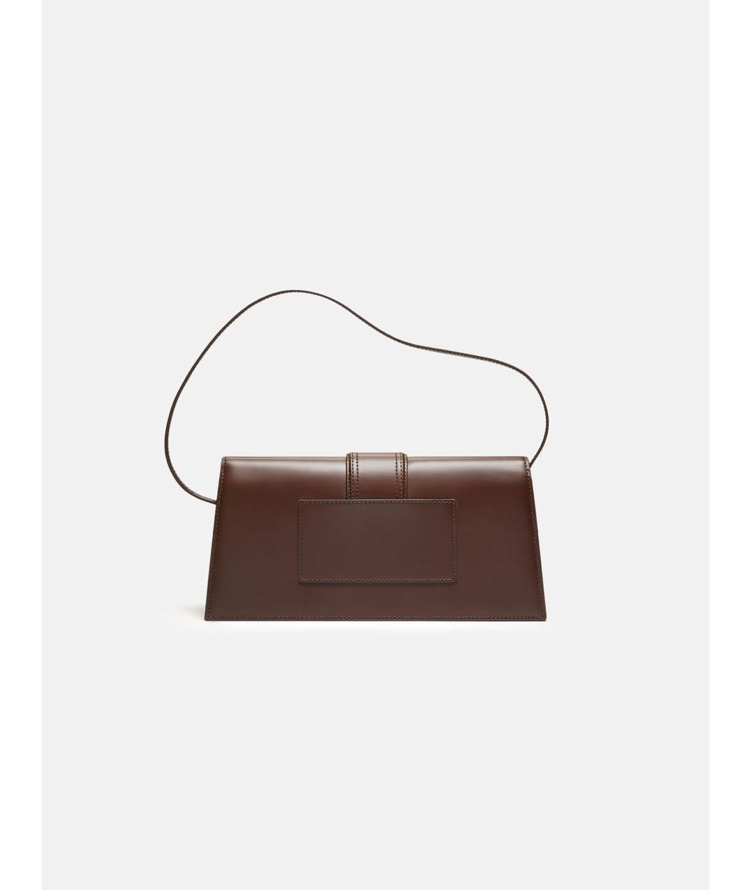 JACQUEMUS Коричневая кожаная сумка с короткими ручками, фото 3