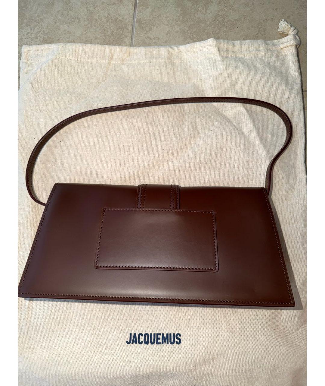 JACQUEMUS Коричневая кожаная сумка с короткими ручками, фото 6