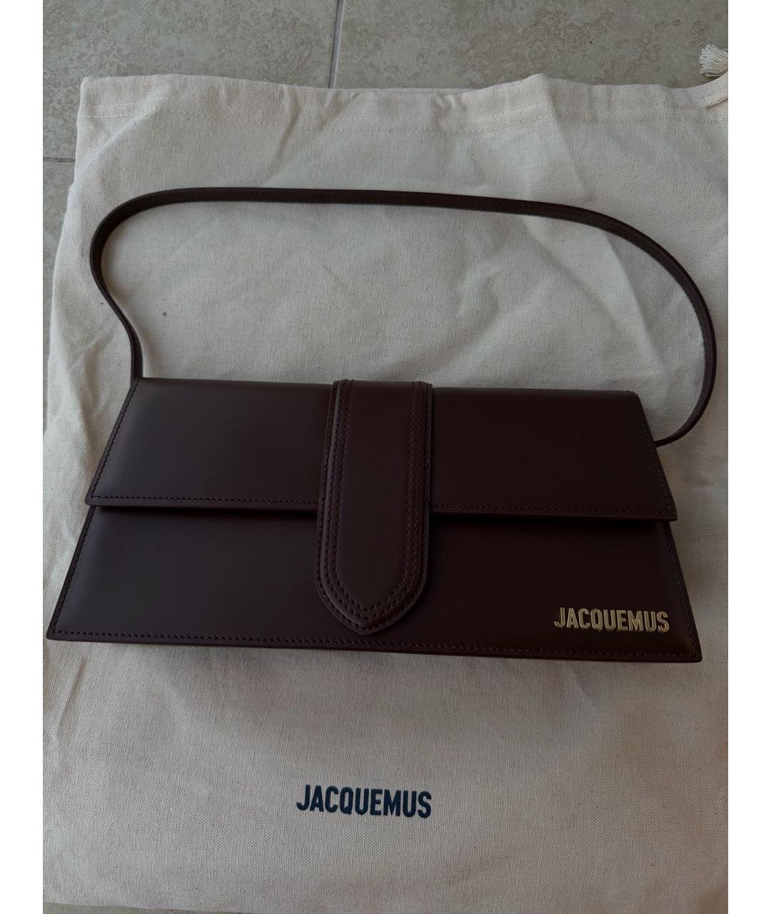 JACQUEMUS Коричневая кожаная сумка с короткими ручками, фото 5