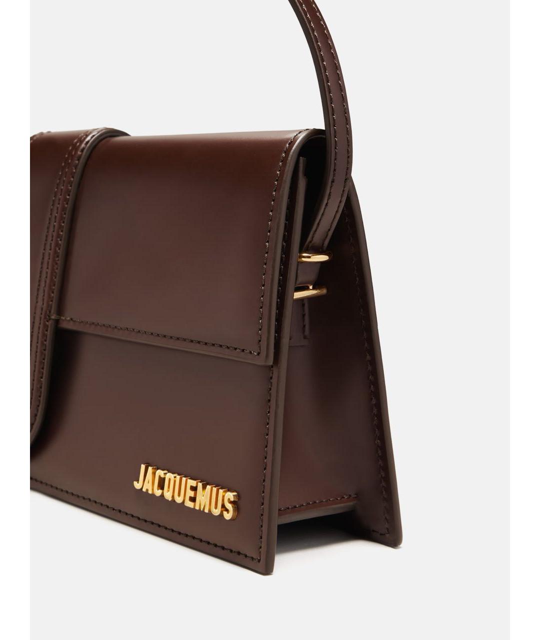 JACQUEMUS Коричневая кожаная сумка с короткими ручками, фото 4