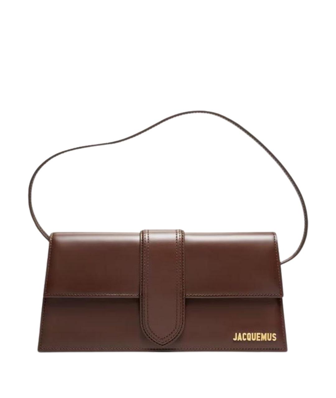 JACQUEMUS Коричневая кожаная сумка с короткими ручками, фото 1