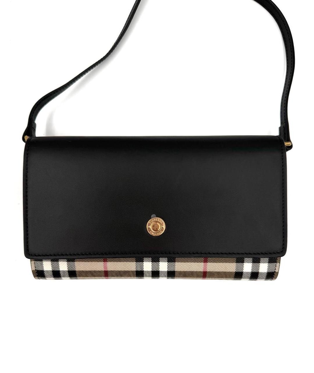 BURBERRY Черная кожаная сумка через плечо, фото 6