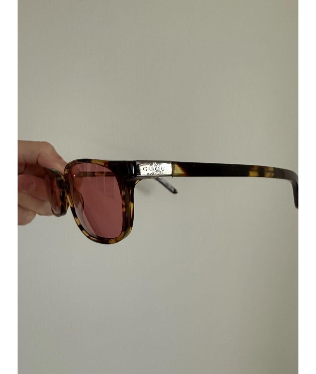 GUCCI Коричневые пластиковые солнцезащитные очки, фото 3