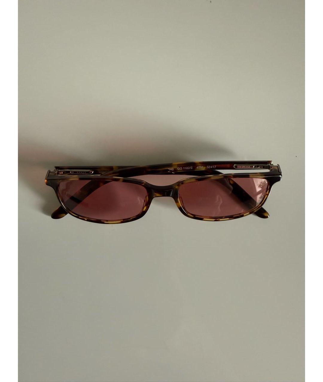 GUCCI Коричневые пластиковые солнцезащитные очки, фото 9