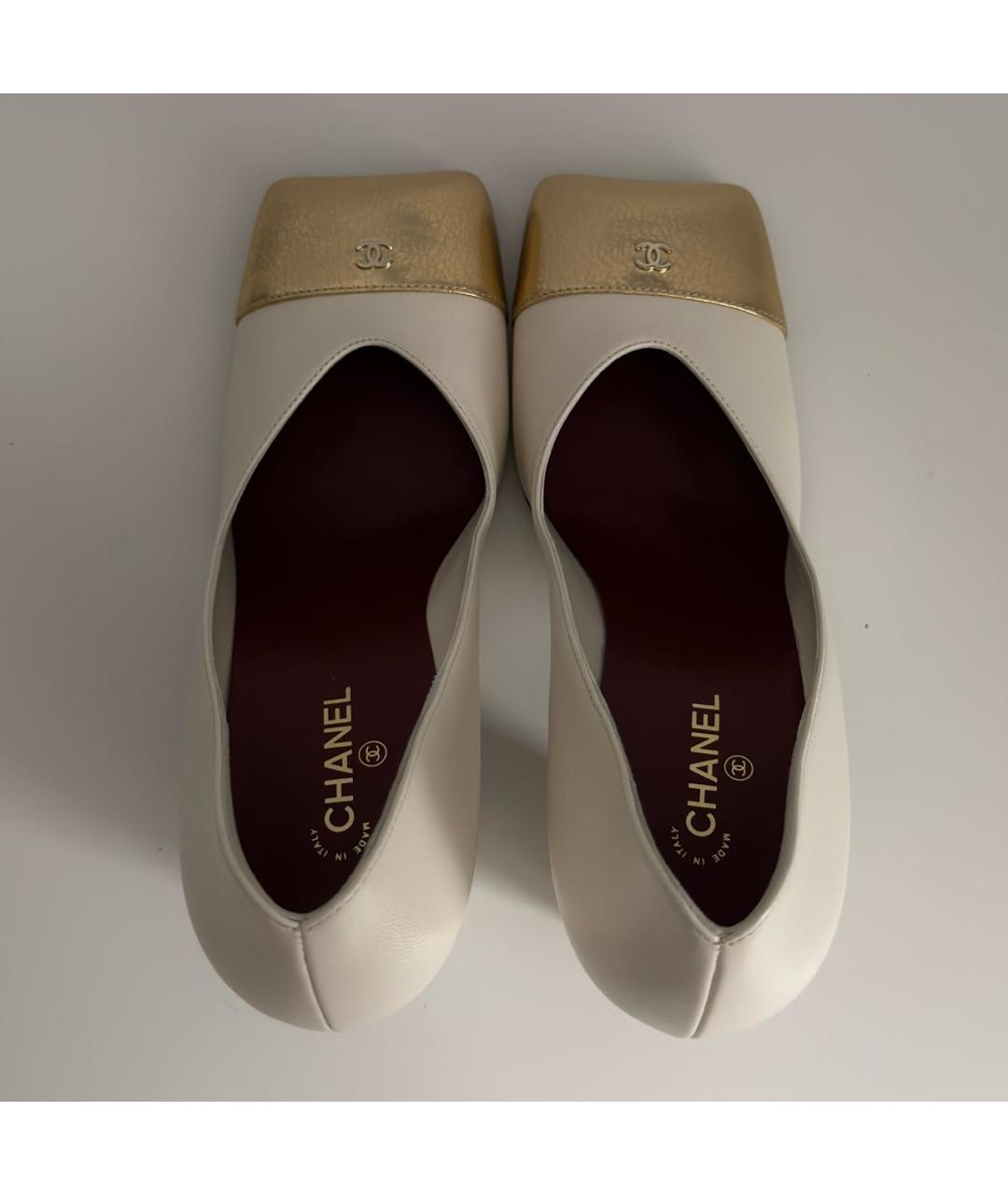 CHANEL Бежевые кожаные туфли, фото 3