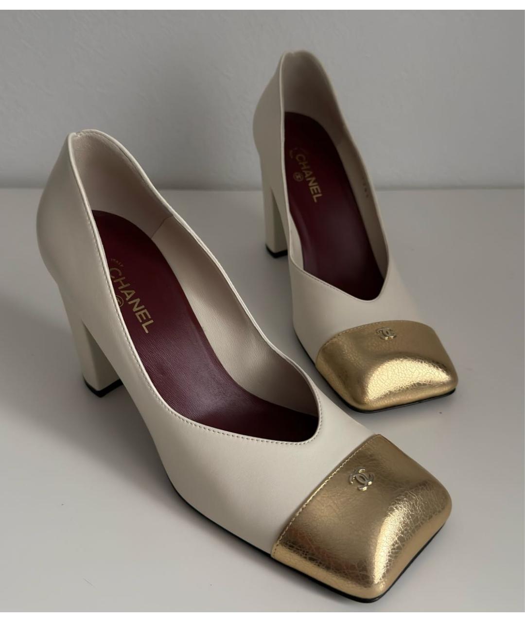 CHANEL Бежевые кожаные туфли, фото 5