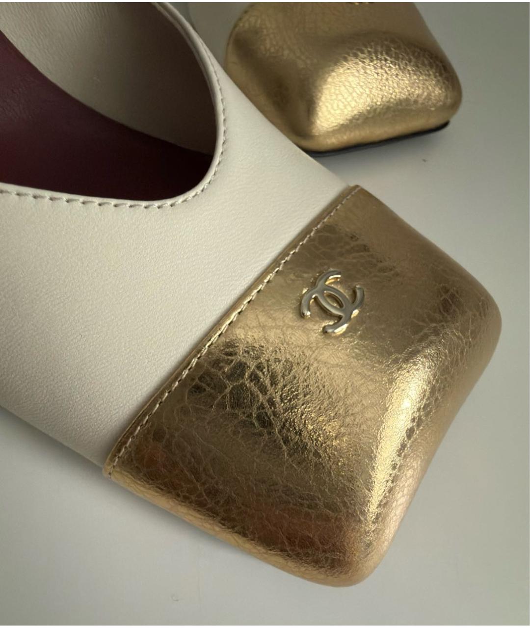 CHANEL Бежевые кожаные туфли, фото 6
