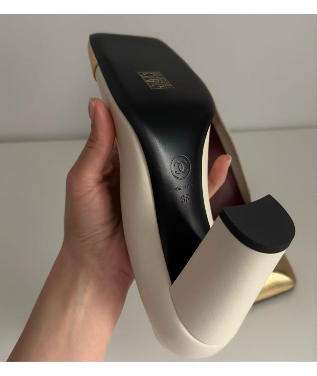 CHANEL Бежевые кожаные туфли, фото 7