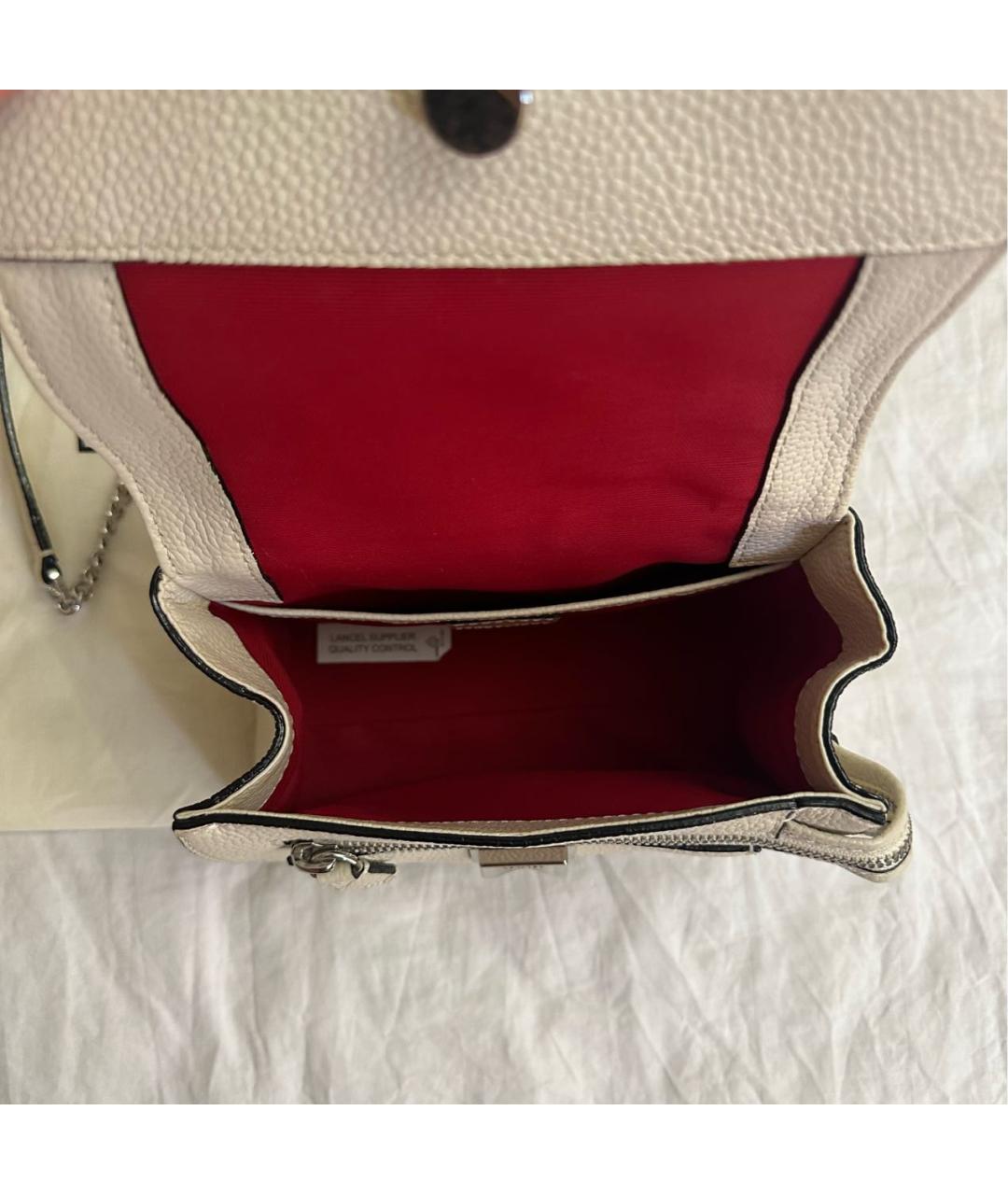 LANCEL Белая кожаная сумка с короткими ручками, фото 4